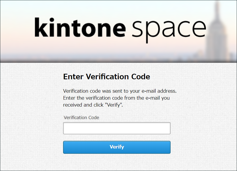 Screen to enter verification code