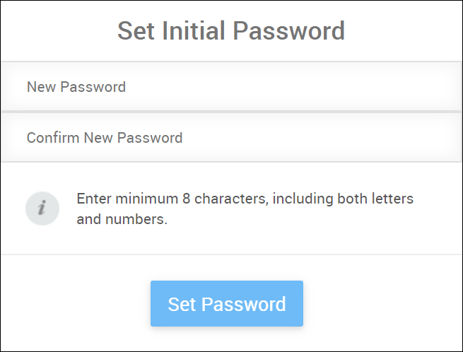 Screenshot: Setting the initial password